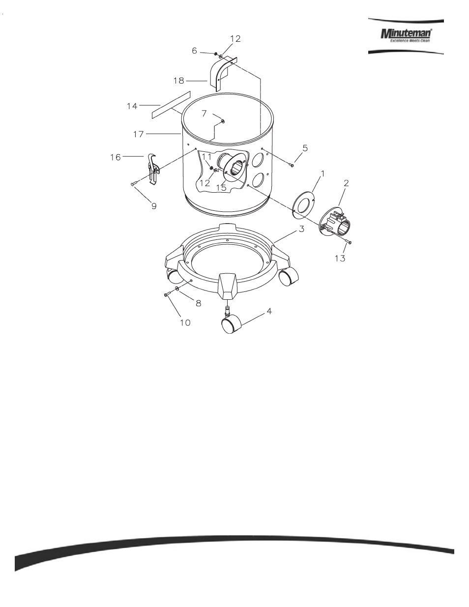 Parts and instruction manual, Page 12 tank assembly | Minuteman 290 Series Stainless Steel Vacuum 4 & 6 Gallon User Manual | Page 16 / 20