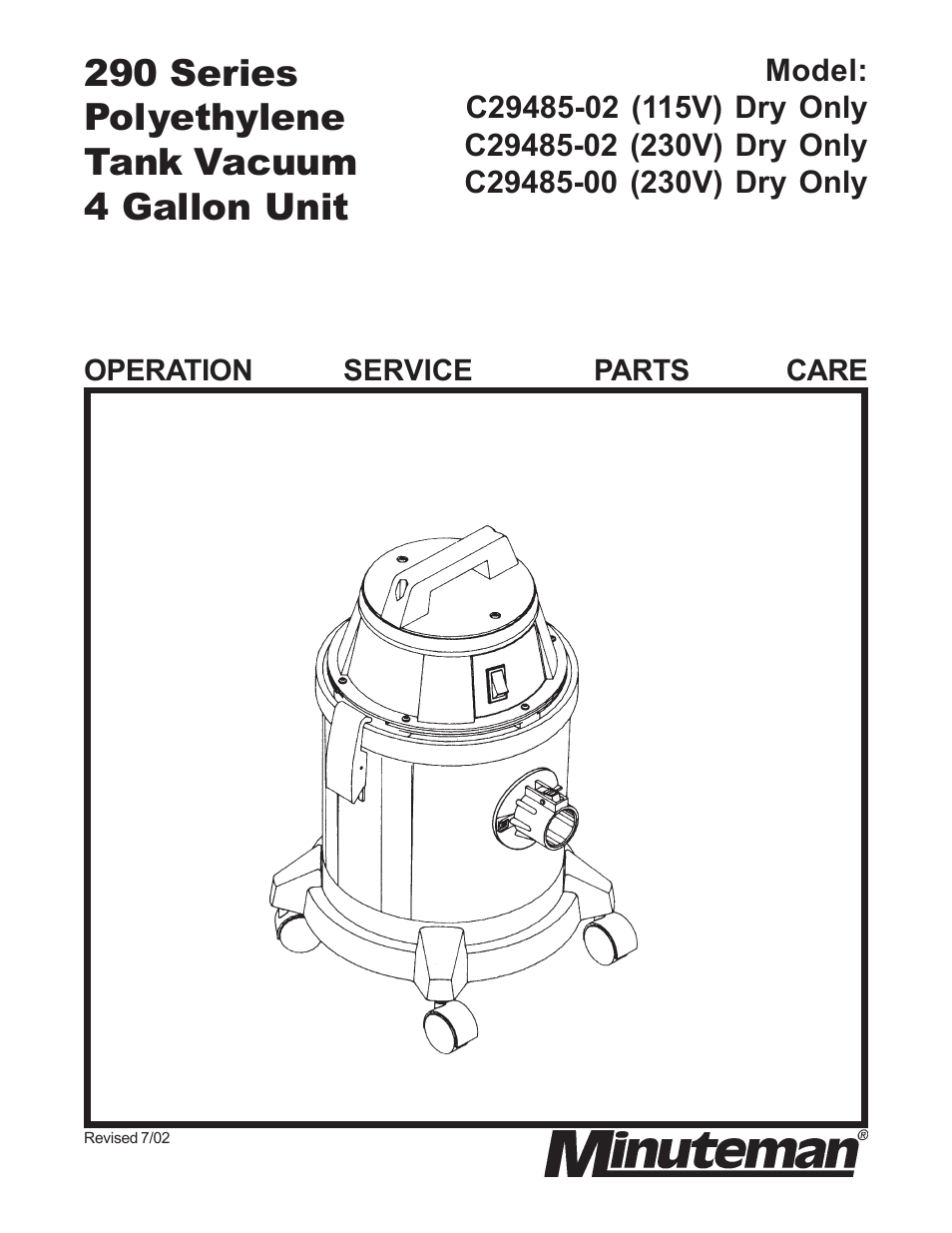 Minuteman C29485-00 (230V) Dry Only User Manual | 8 pages