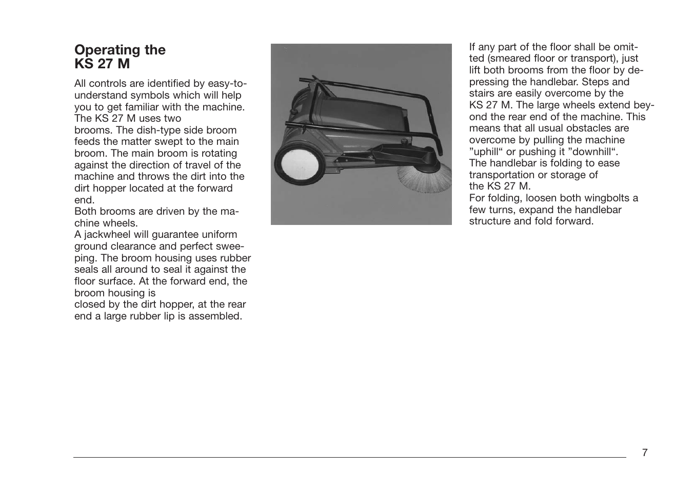 Operating the ks 27 m | Minuteman Kleen Sweep 27M User Manual | Page 7 / 16