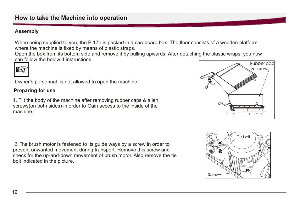 How to take the machine into operation | Minuteman E17e User Manual | Page 12 / 30