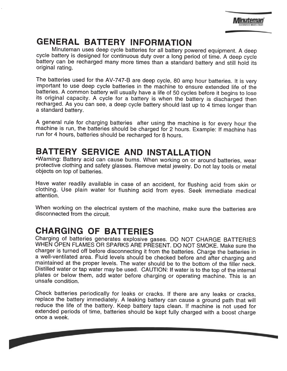 Minuteman 747 Wide Area Carpet Vacuum Battery Power User Manual | Page 5 / 14