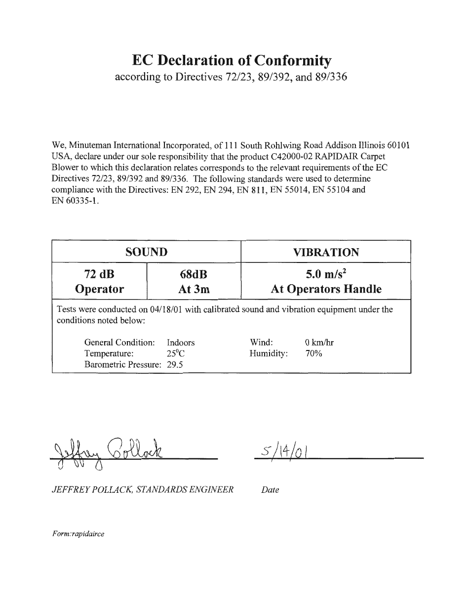 Minuteman C42000-FMP (115V) (3 Speed) User Manual | Page 2 / 10