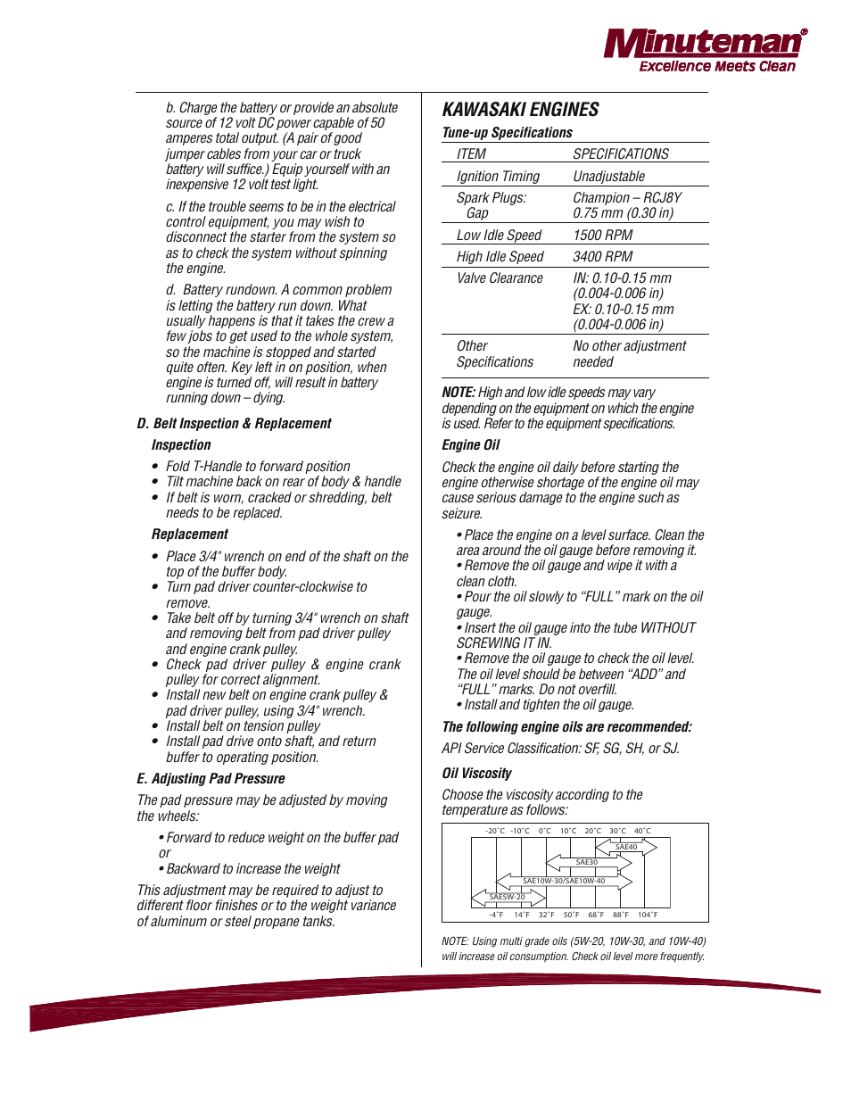 Kawasaki engines | Minuteman Mirage 28 Propane Burnisher - 17 HP Kawasaki M220028K17A User Manual | Page 7 / 17