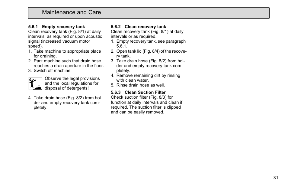 Maintenance and care | Minuteman E 26 (7061.11) User Manual | Page 33 / 40