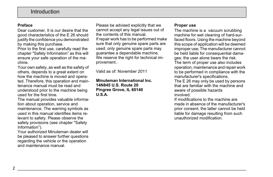 Introduction | Minuteman E 26 (7061.11) User Manual | Page 4 / 40