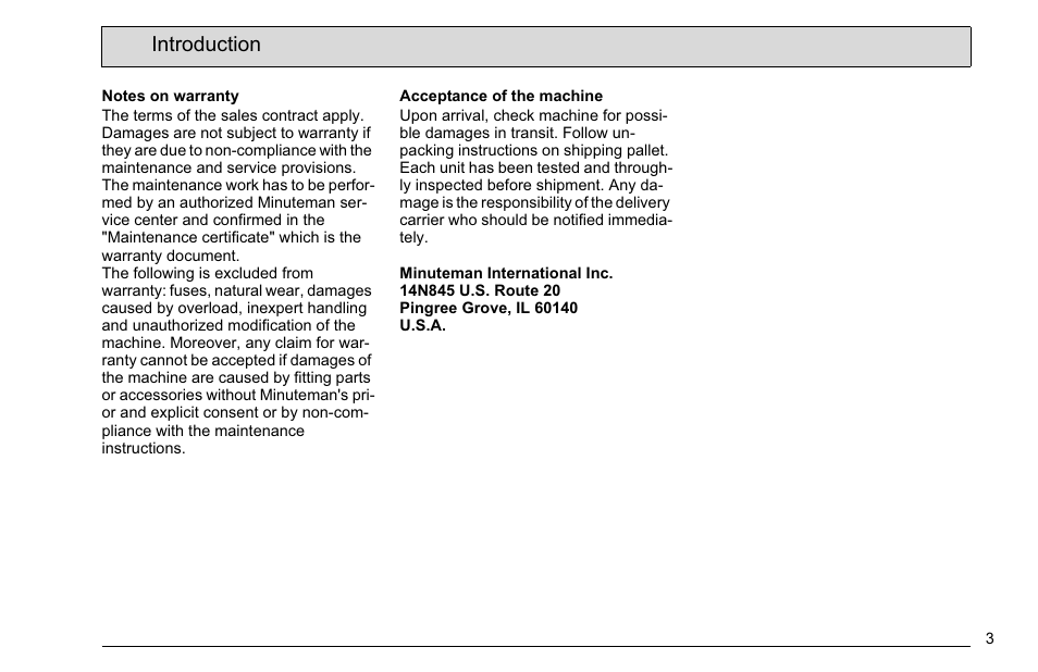 Introduction | Minuteman E 26 (7061.11) User Manual | Page 5 / 40