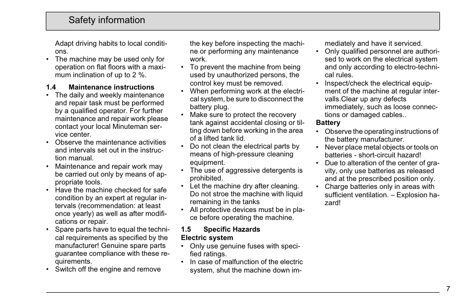 Safety information | Minuteman E 26 (7061.11) User Manual | Page 9 / 40
