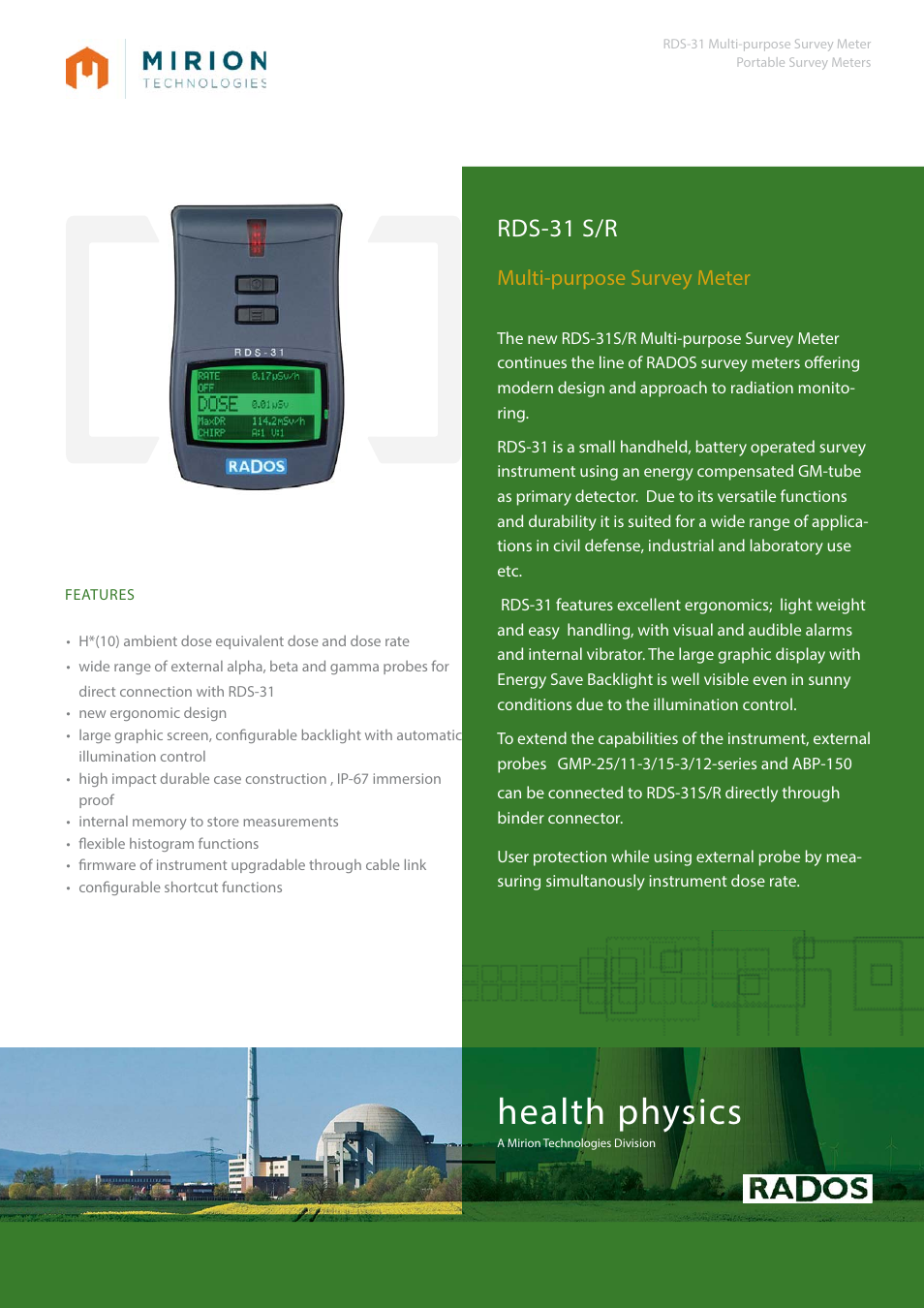 Mirion Technologies RDS-31 S_R User Manual | 2 pages