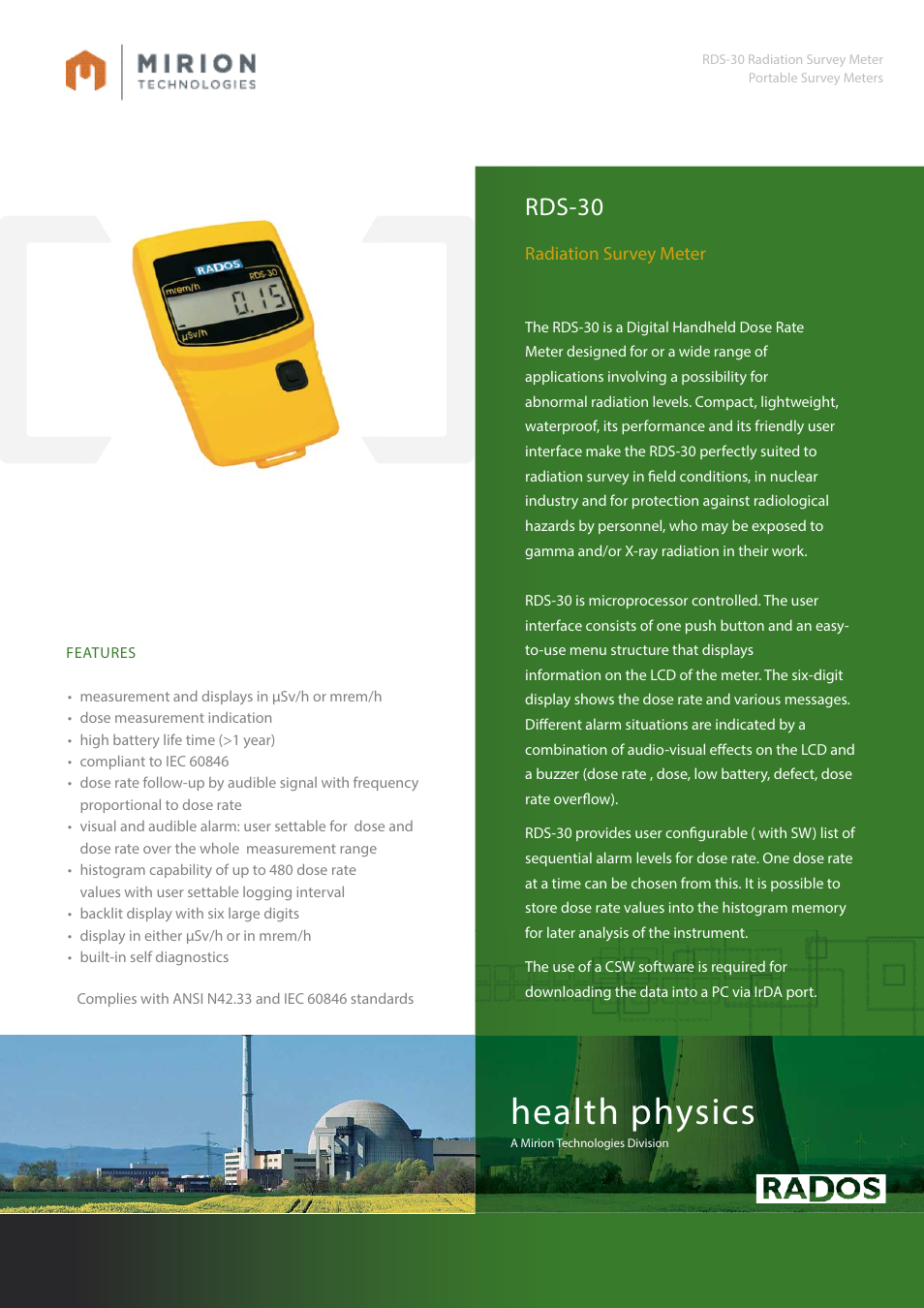 Mirion Technologies RDS 30 User Manual | 2 pages