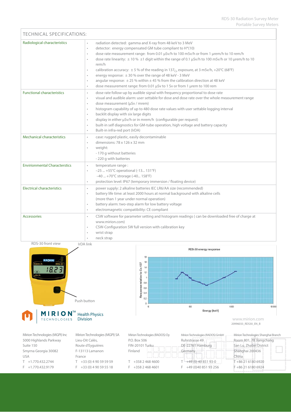 Technical specifications | Mirion Technologies RDS 30 User Manual | Page 2 / 2