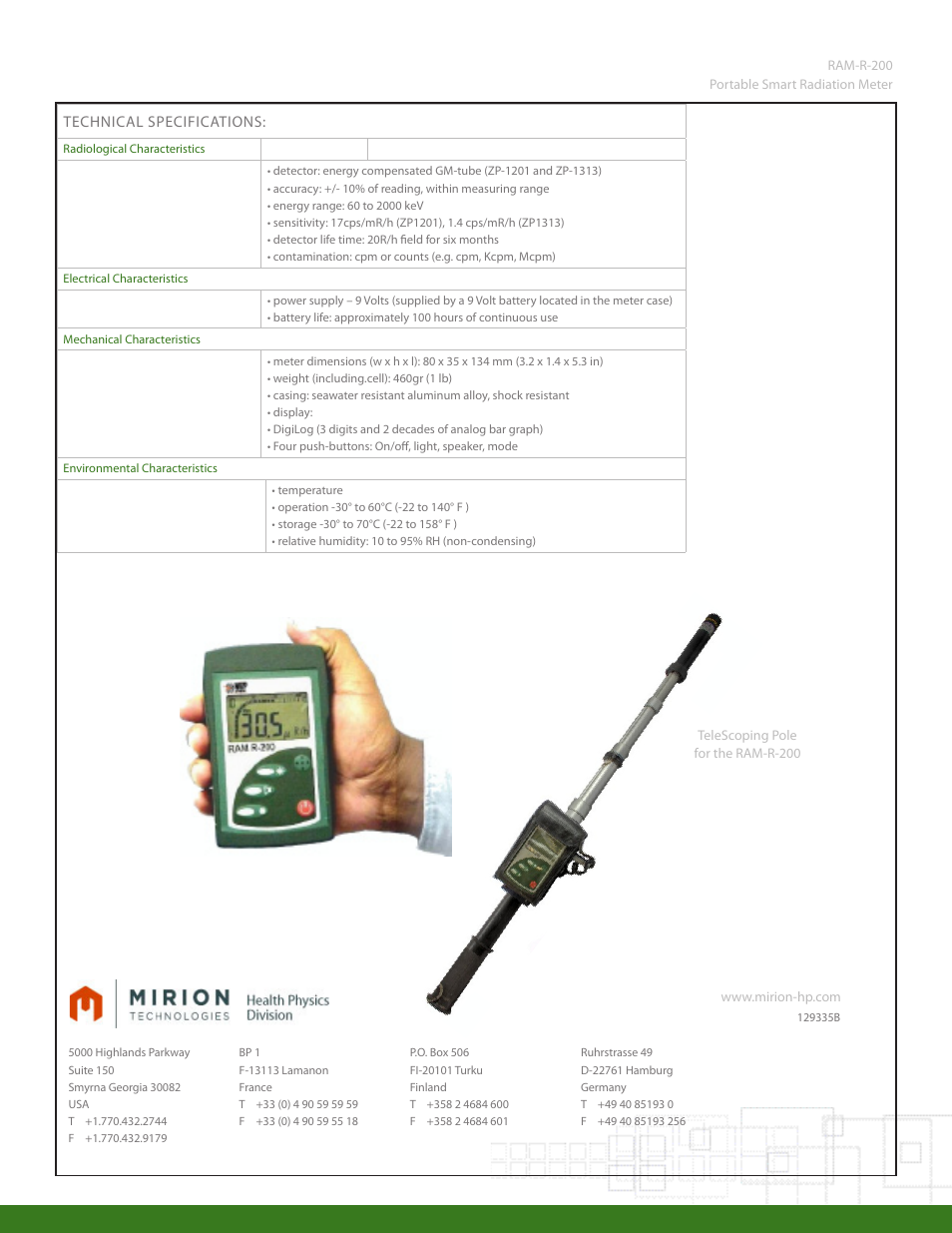 Mirion Technologies RAM R 200 User Manual | Page 2 / 2