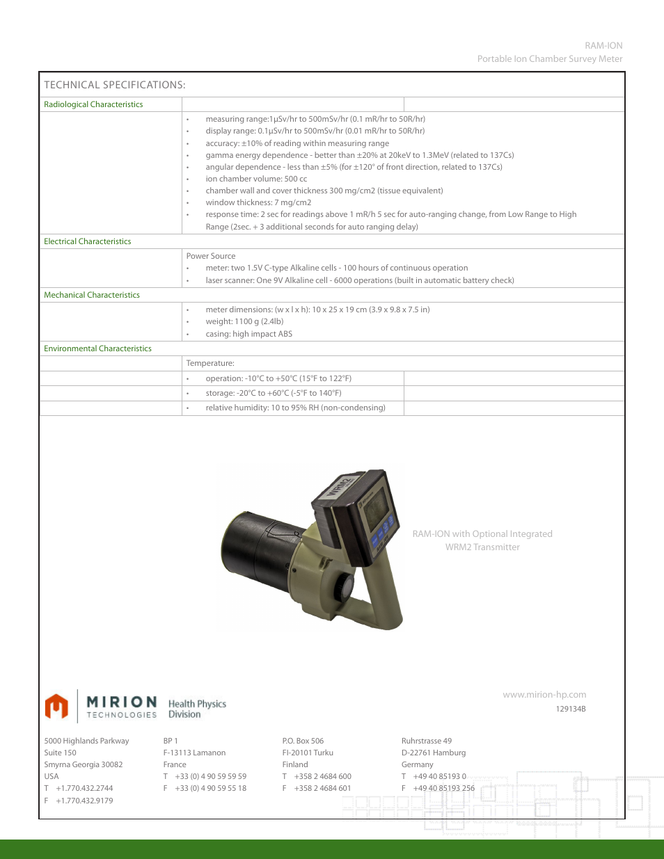 Mirion Technologies RAM ION User Manual | Page 2 / 2