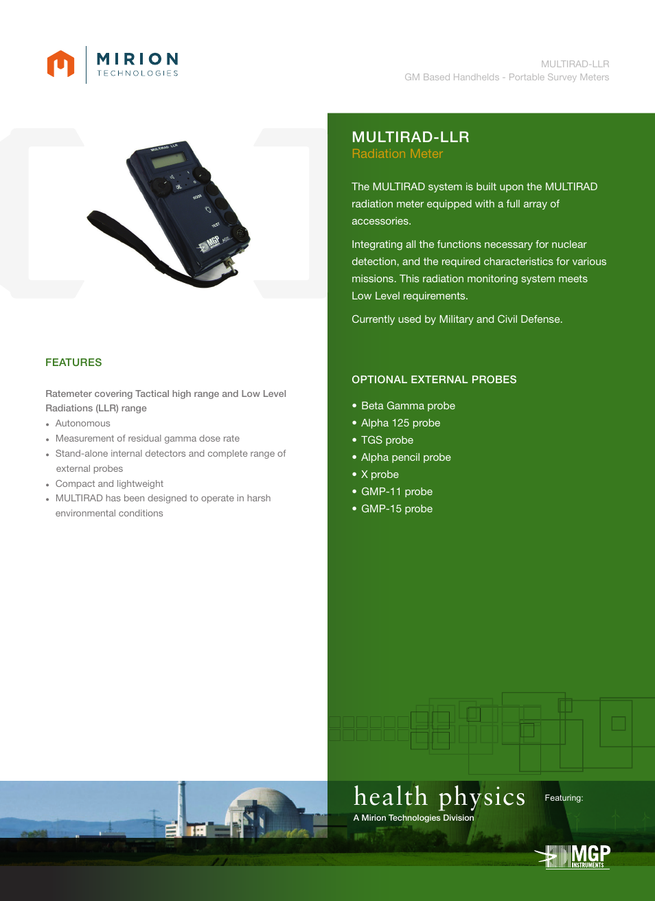 Mirion Technologies MULTIRAD-LLR User Manual | 2 pages