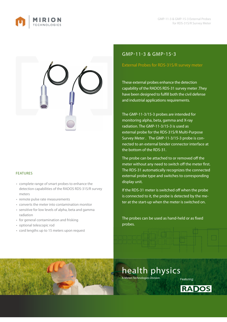 Mirion Technologies GMP-15-3 Beta Probes User Manual | 2 pages