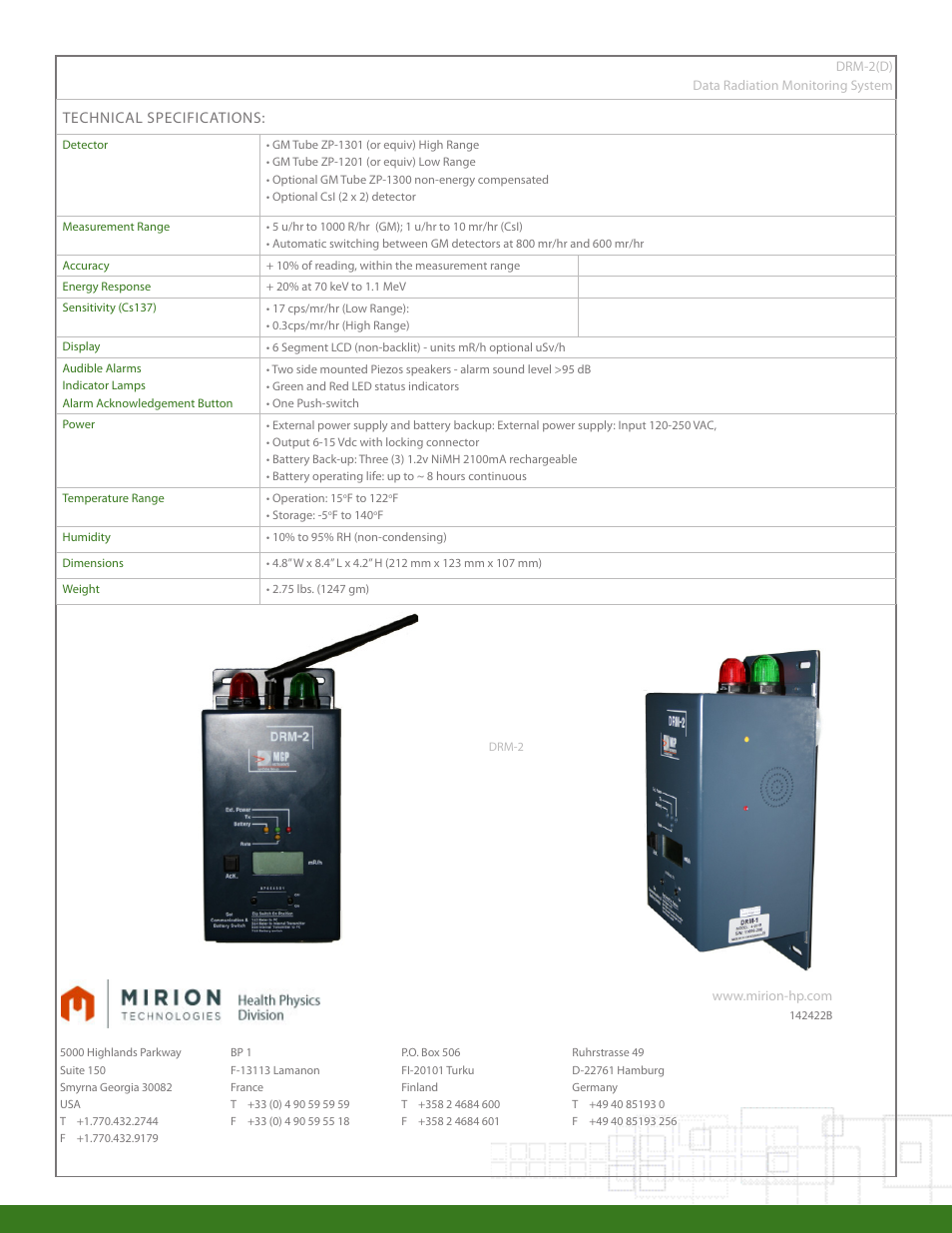 Mirion Technologies DRM-2 (D) User Manual | Page 2 / 2