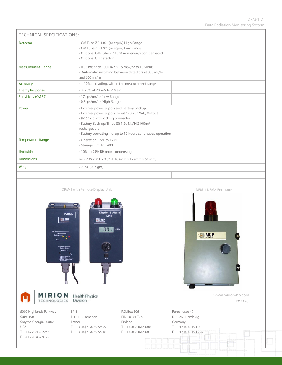 Mirion Technologies DRM-1 (D) User Manual | Page 2 / 2