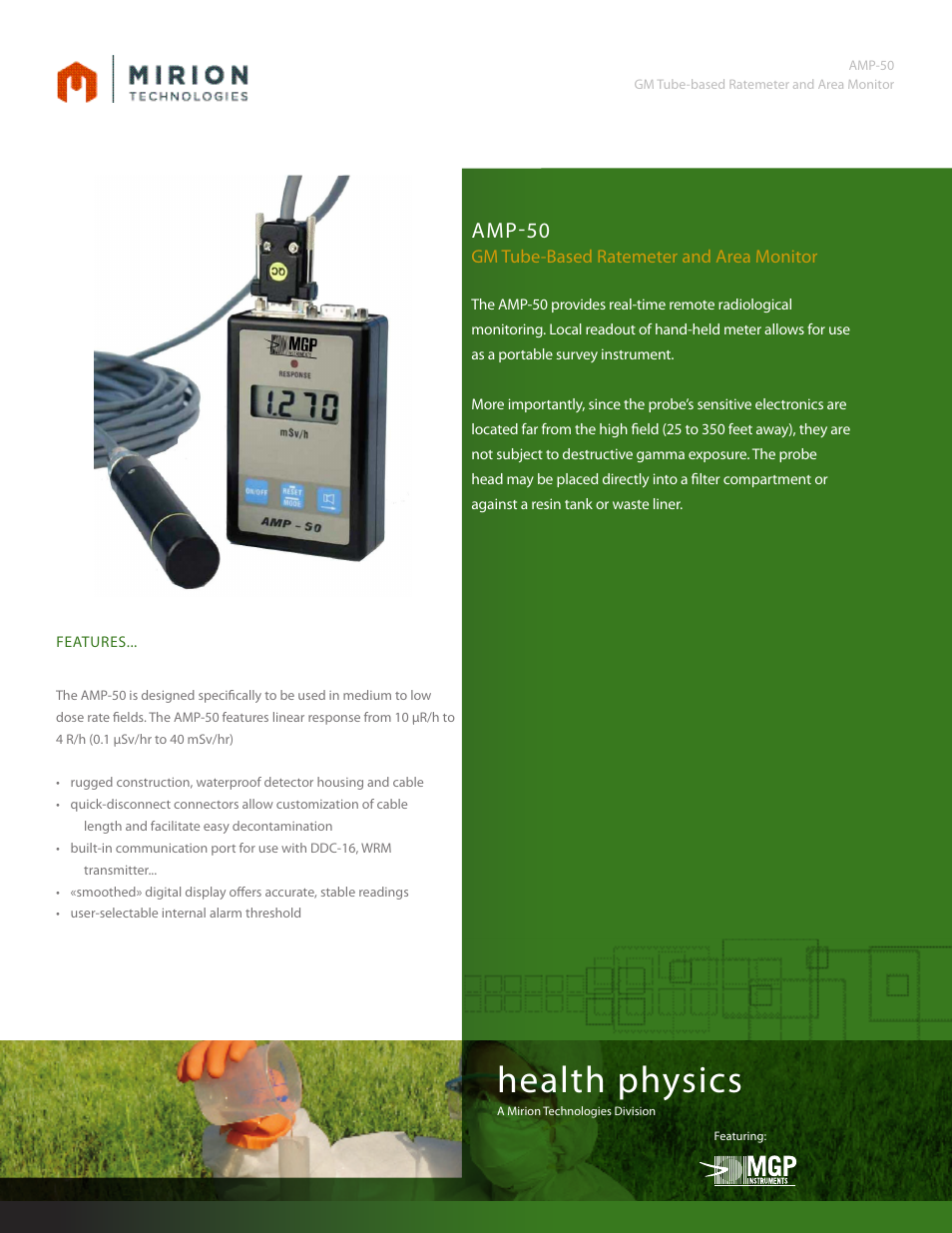 Mirion Technologies AMP 50 GM User Manual | 2 pages