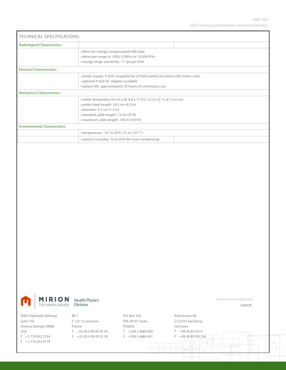 Mirion Technologies AMP 200 GM User Manual | Page 2 / 2