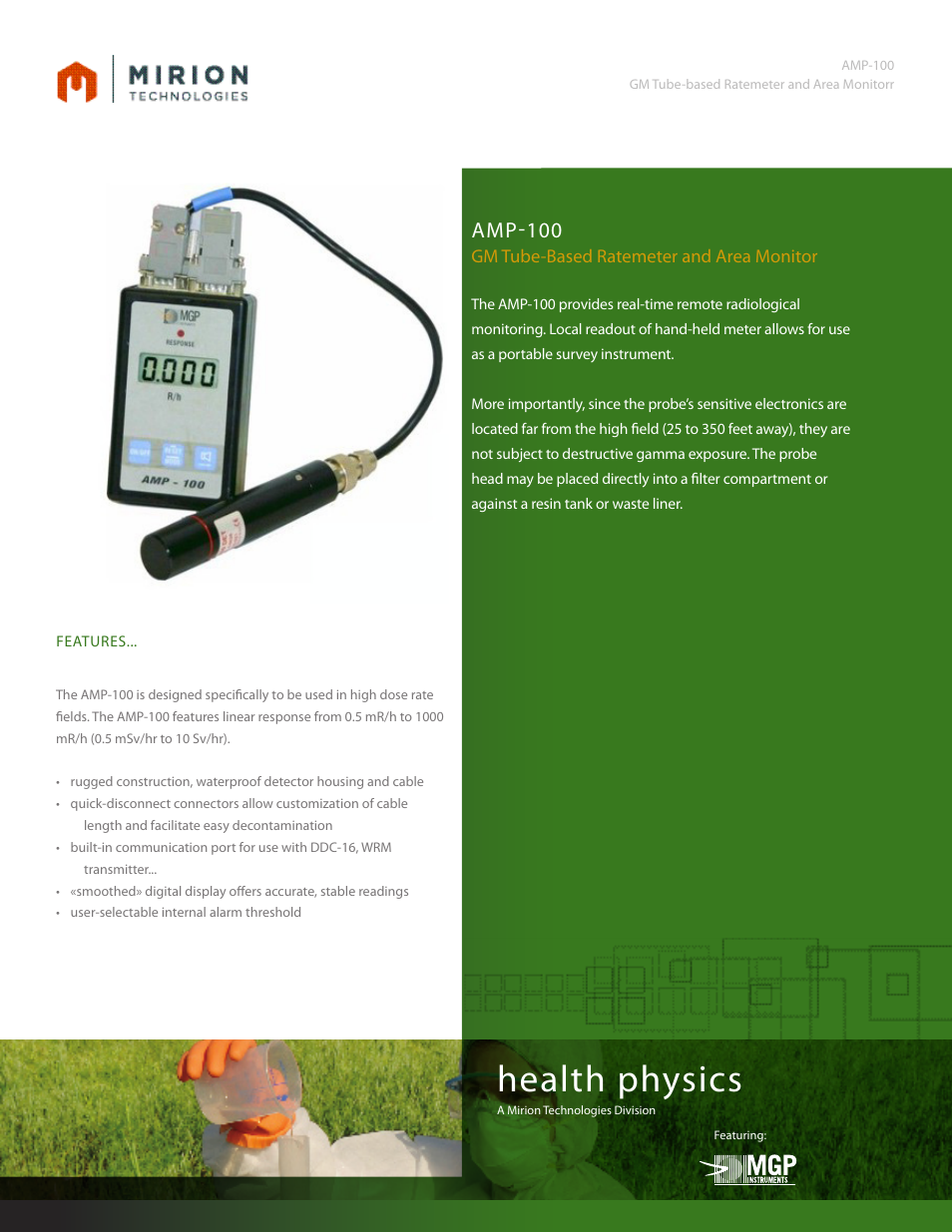 Mirion Technologies AMP 100 GM User Manual | 2 pages
