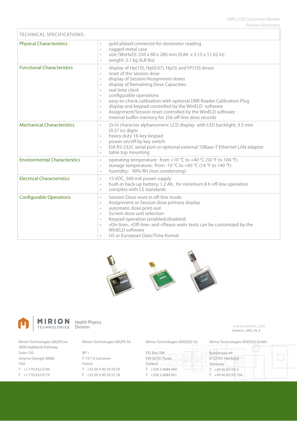Mirion Technologies DBR-2 User Manual | Page 2 / 2