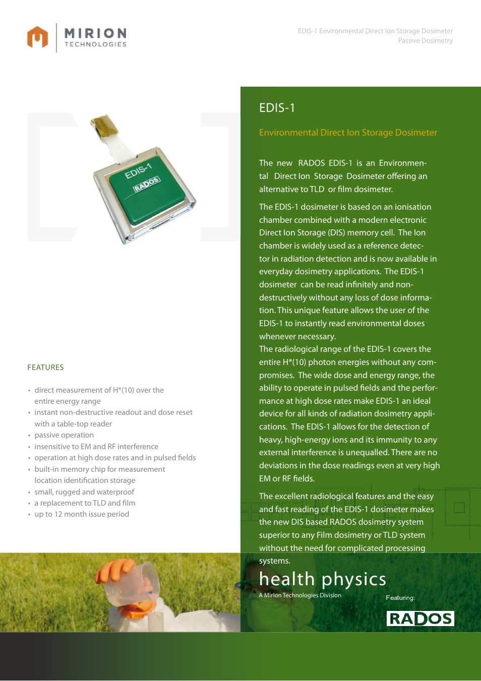Mirion Technologies EDIS-1 User Manual | 2 pages