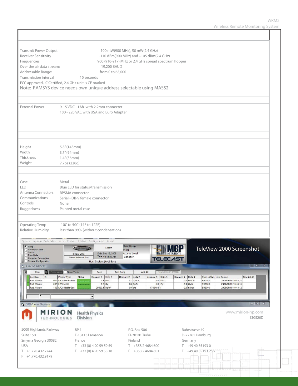 Teleview 2000 screenshot | Mirion Technologies WRM2 RAMSYS System User Manual | Page 2 / 2
