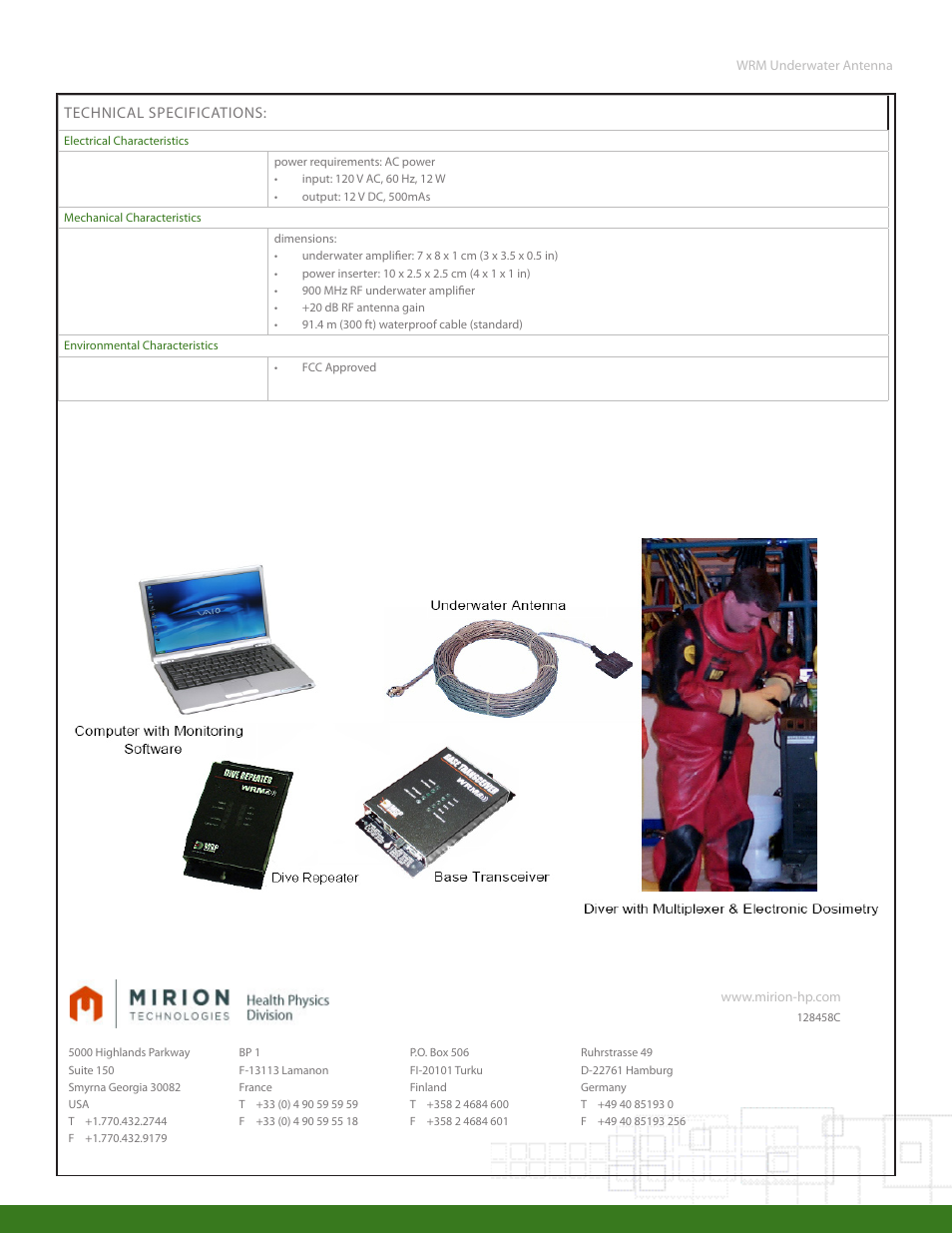 Mirion Technologies WRM Underwater Antenna User Manual | Page 2 / 2