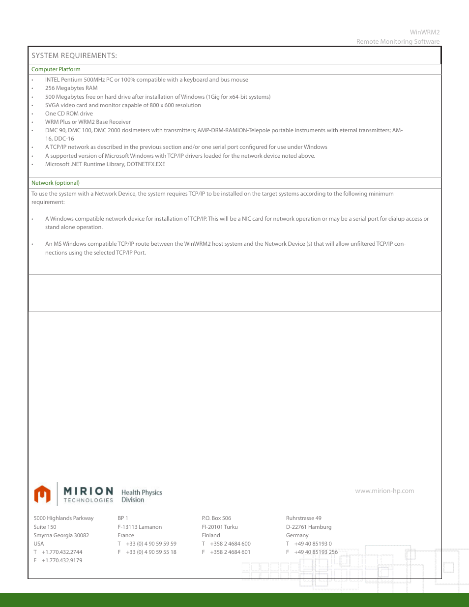 Mirion Technologies WinWRM2 User Manual | Page 2 / 2