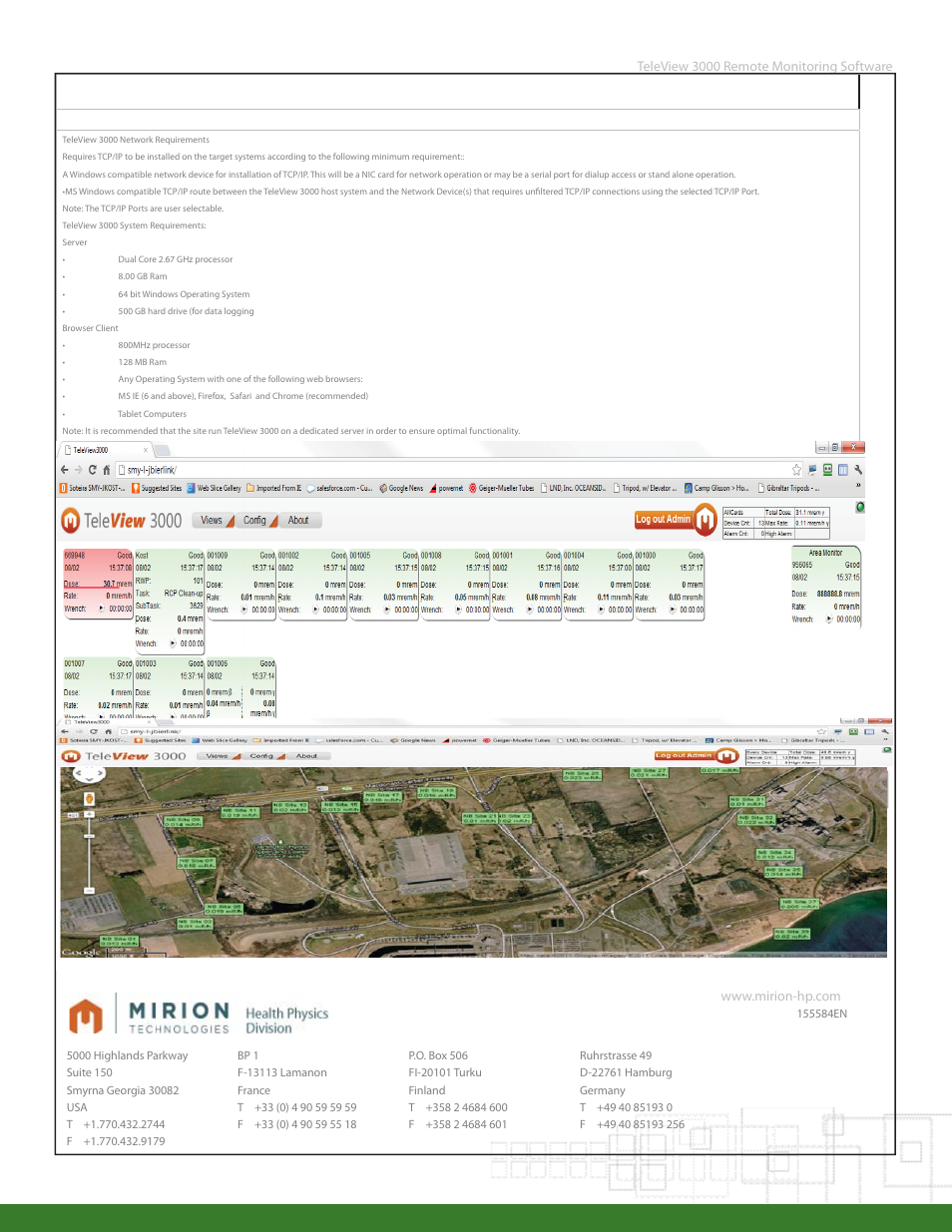 Hardware specifications for telview 3000 | Mirion Technologies TELEVIEW 3000 User Manual | Page 2 / 2