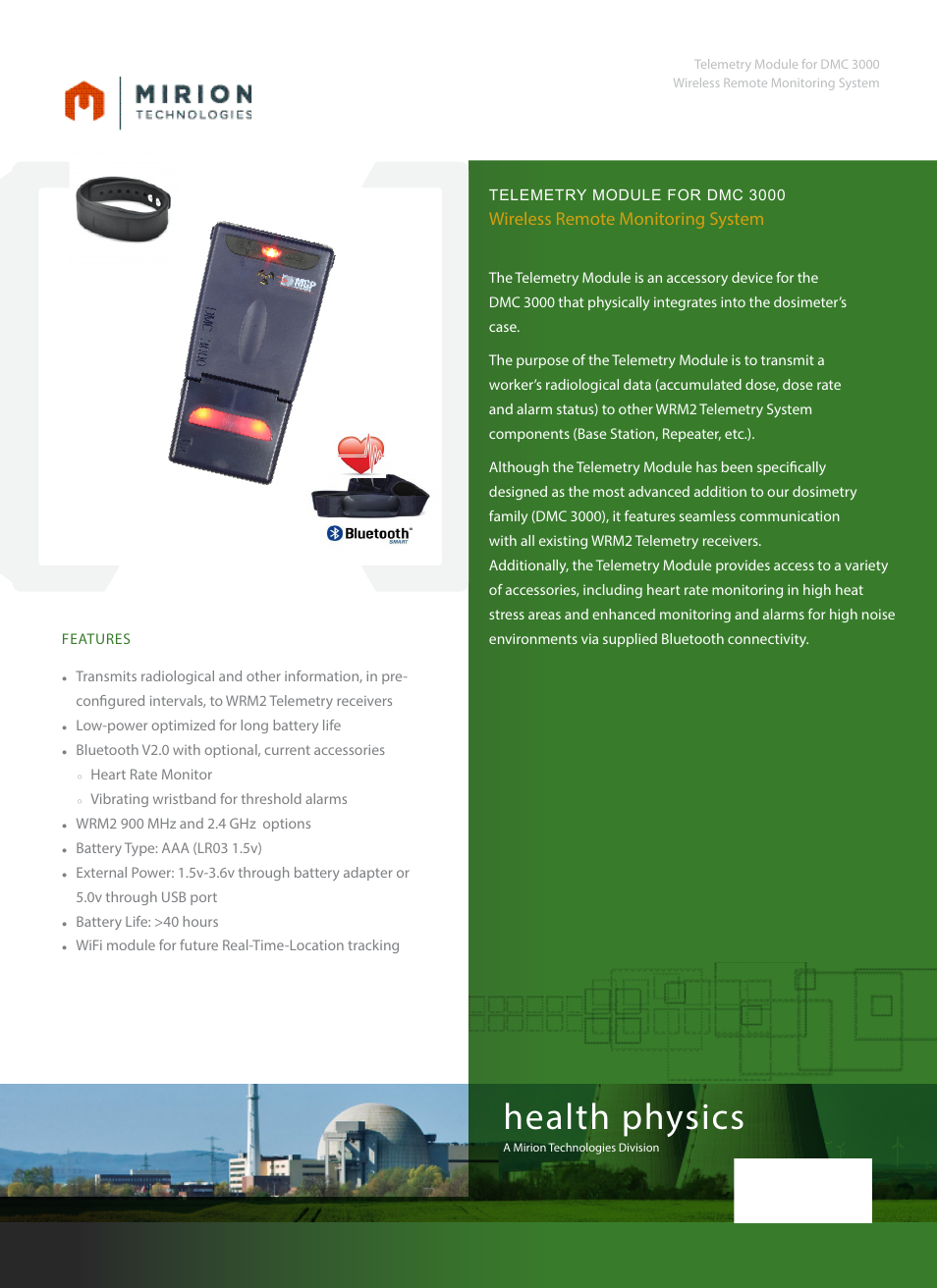 Mirion Technologies DMC 3000 Telemetry Module User Manual | 2 pages