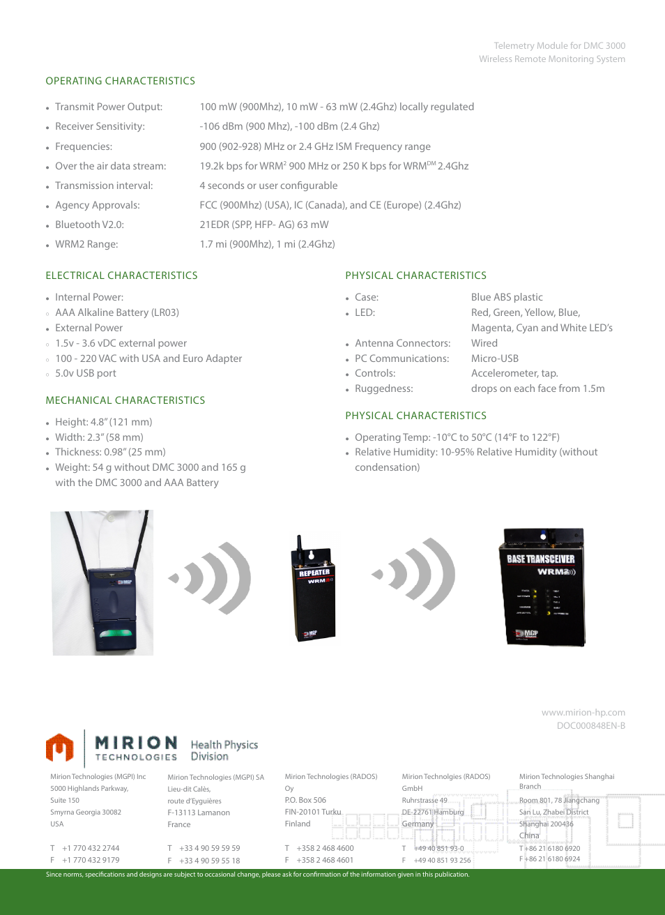 Mirion Technologies DMC 3000 Telemetry Module User Manual | Page 2 / 2