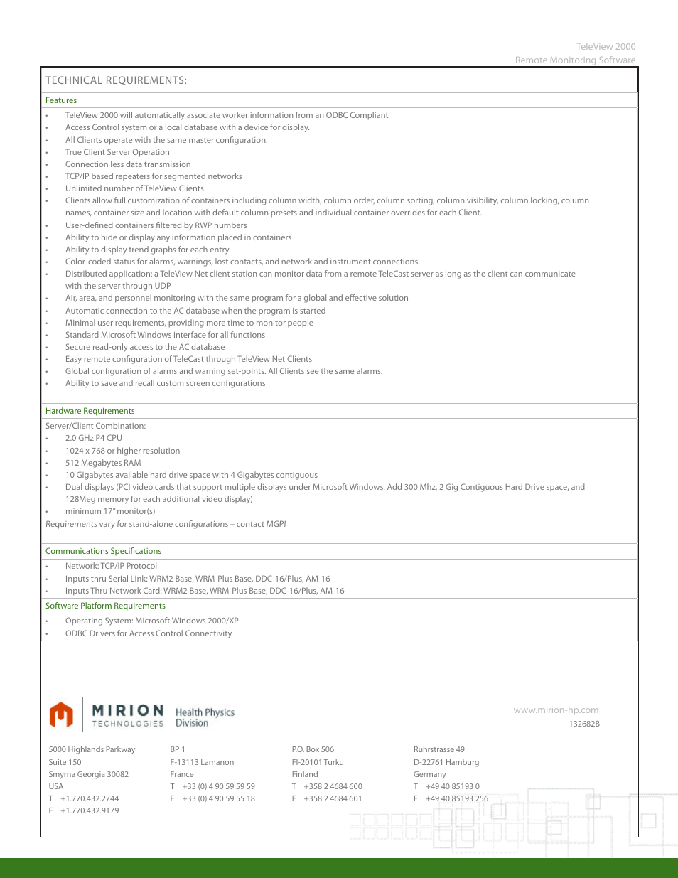 Mirion Technologies TELEVIEW 2000 User Manual | Page 2 / 2