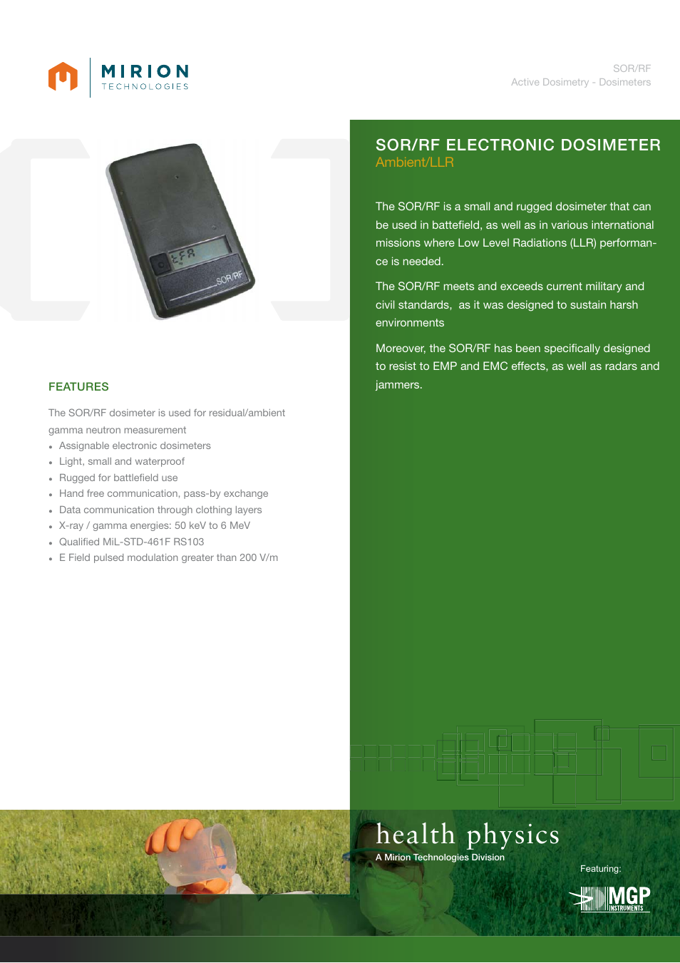 Mirion Technologies SOR_RF User Manual | 2 pages