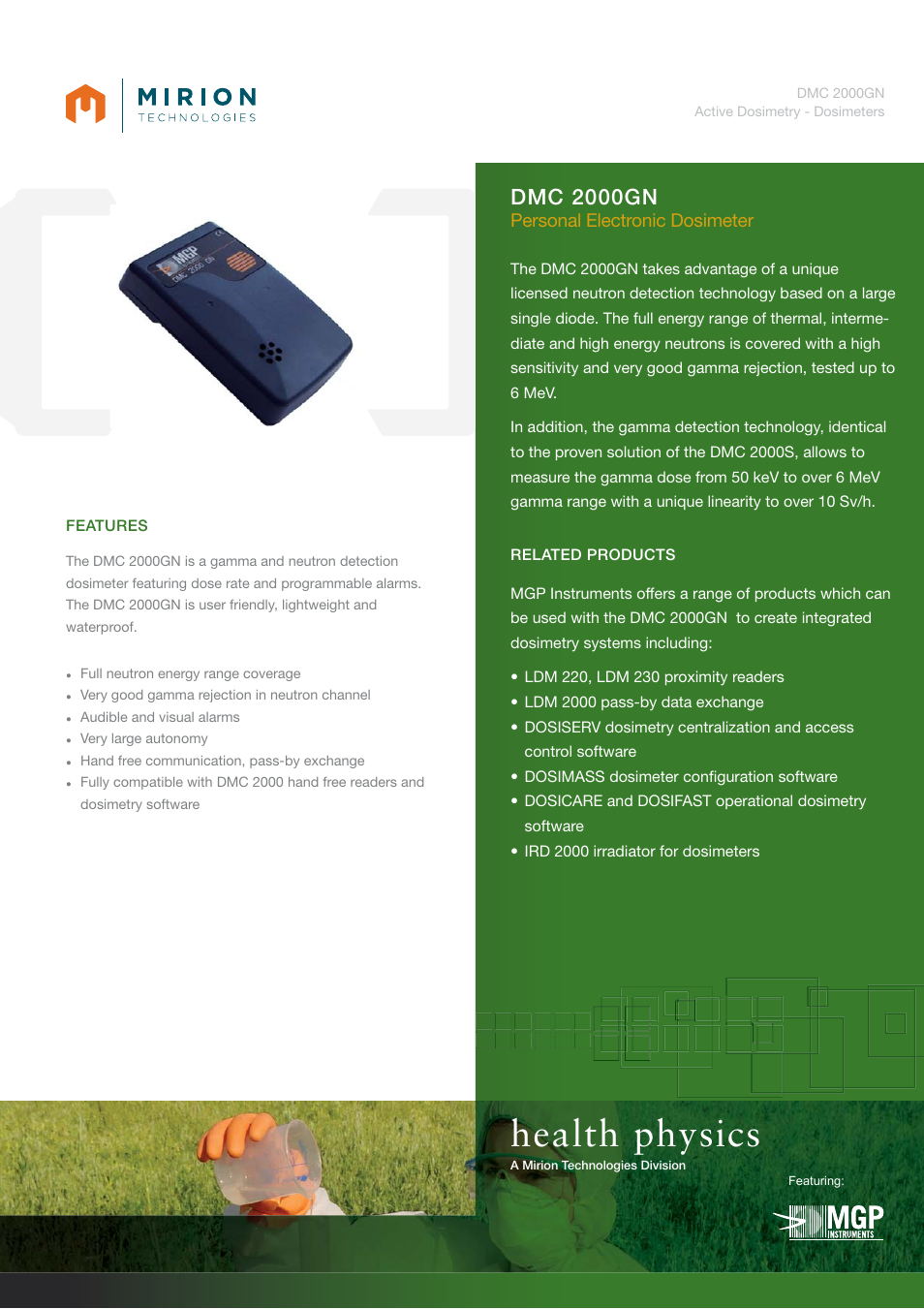 Mirion Technologies DMC 2000GN User Manual | 2 pages