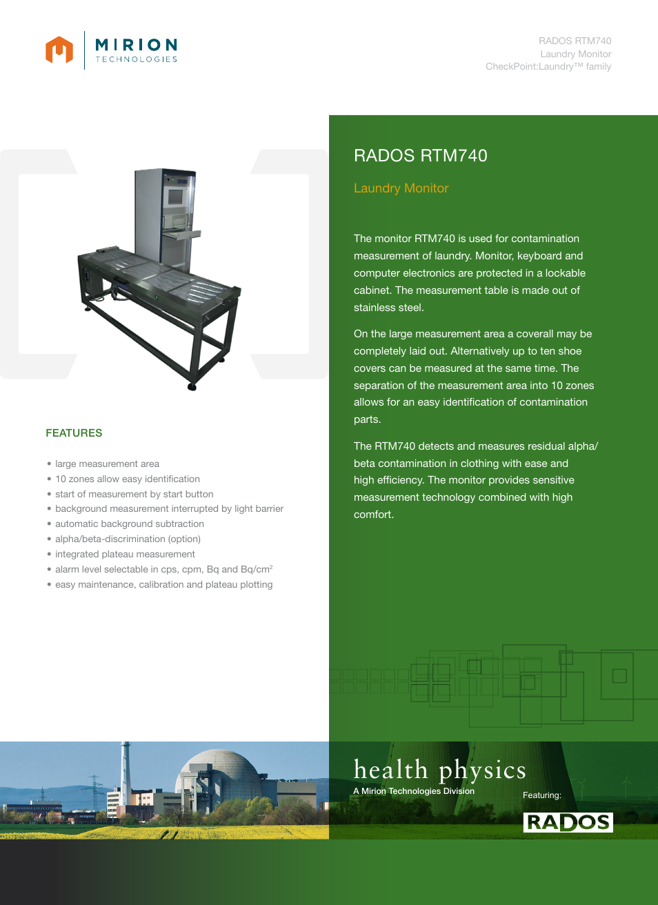 Mirion Technologies RTM740 User Manual | 2 pages