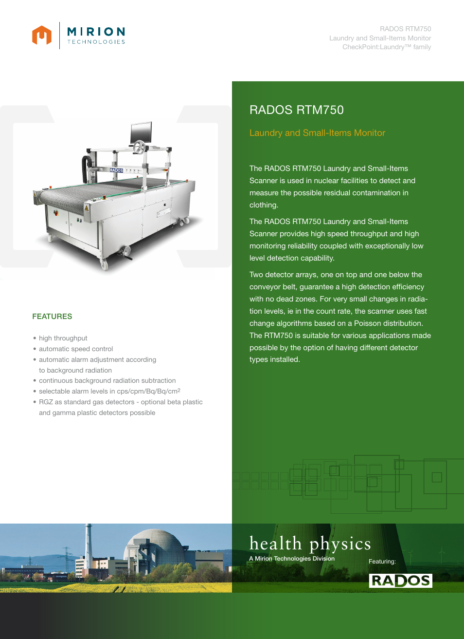 Mirion Technologies RTM750 User Manual | 2 pages