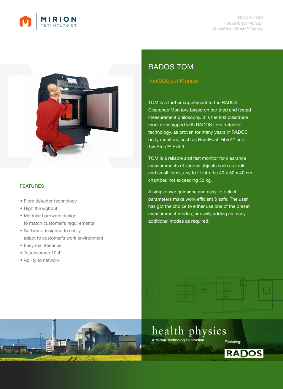 Mirion Technologies TOM Tool and Object Monitor User Manual | 2 pages