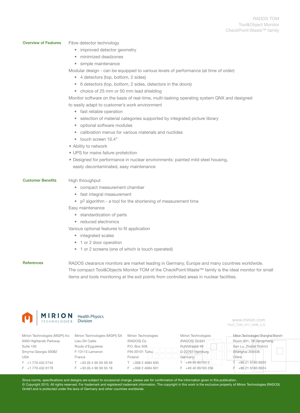 Format a4 | Mirion Technologies TOM Tool and Object Monitor User Manual | Page 2 / 2