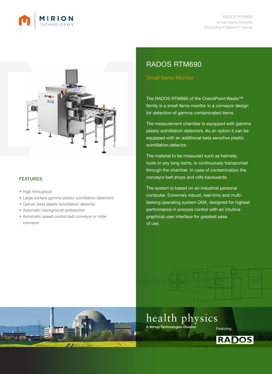 Mirion Technologies RTM690 User Manual | 2 pages