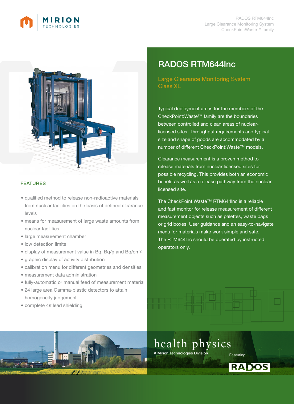 Mirion Technologies RTM644Inc User Manual | 4 pages