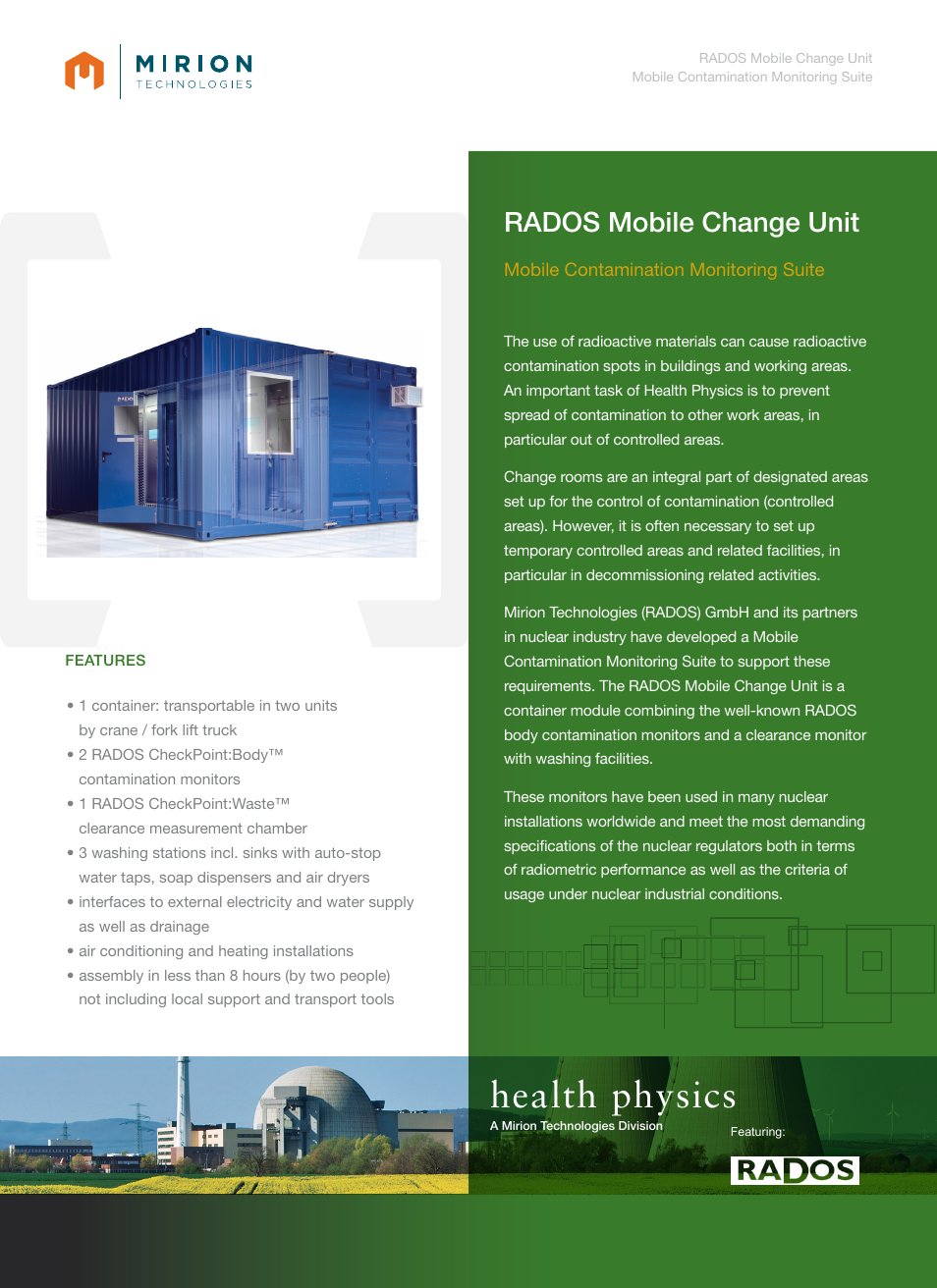 Mirion Technologies MCU Mobile Change Unit User Manual | 4 pages