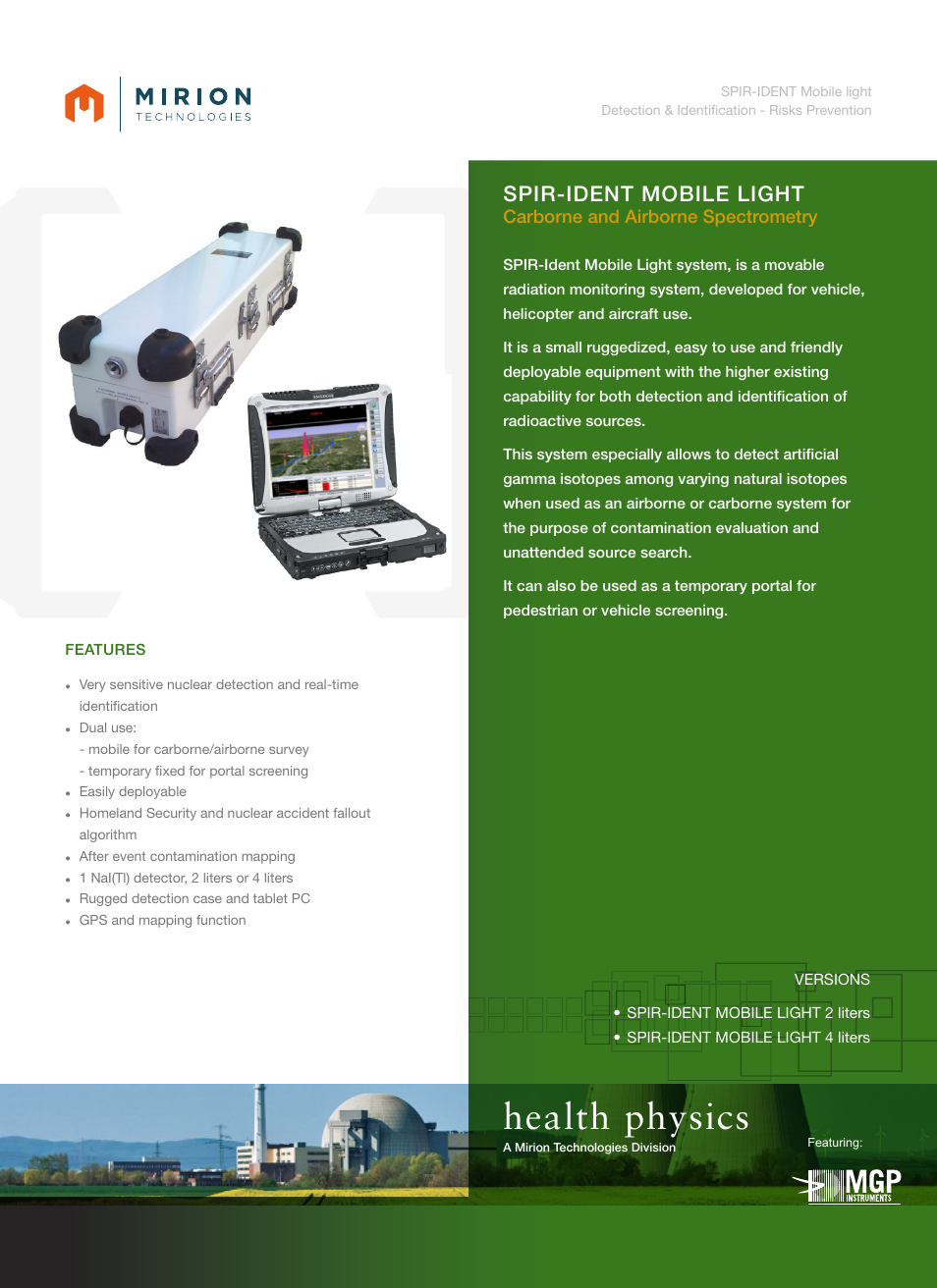 Mirion Technologies SPIR-Ident Mobile Light User Manual | 2 pages