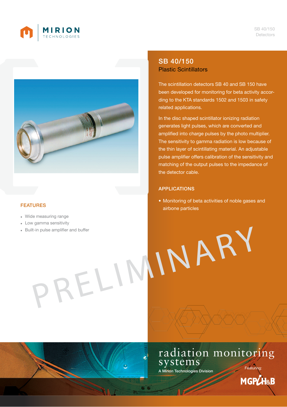 Mirion Technologies SB 40_150 User Manual | 2 pages