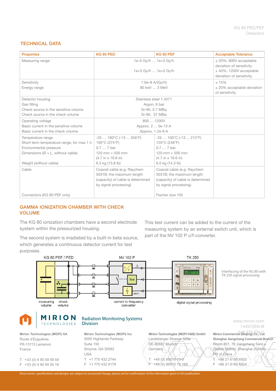 Technical data | Mirion Technologies KG 80 PED_PEF User Manual | Page 2 / 2