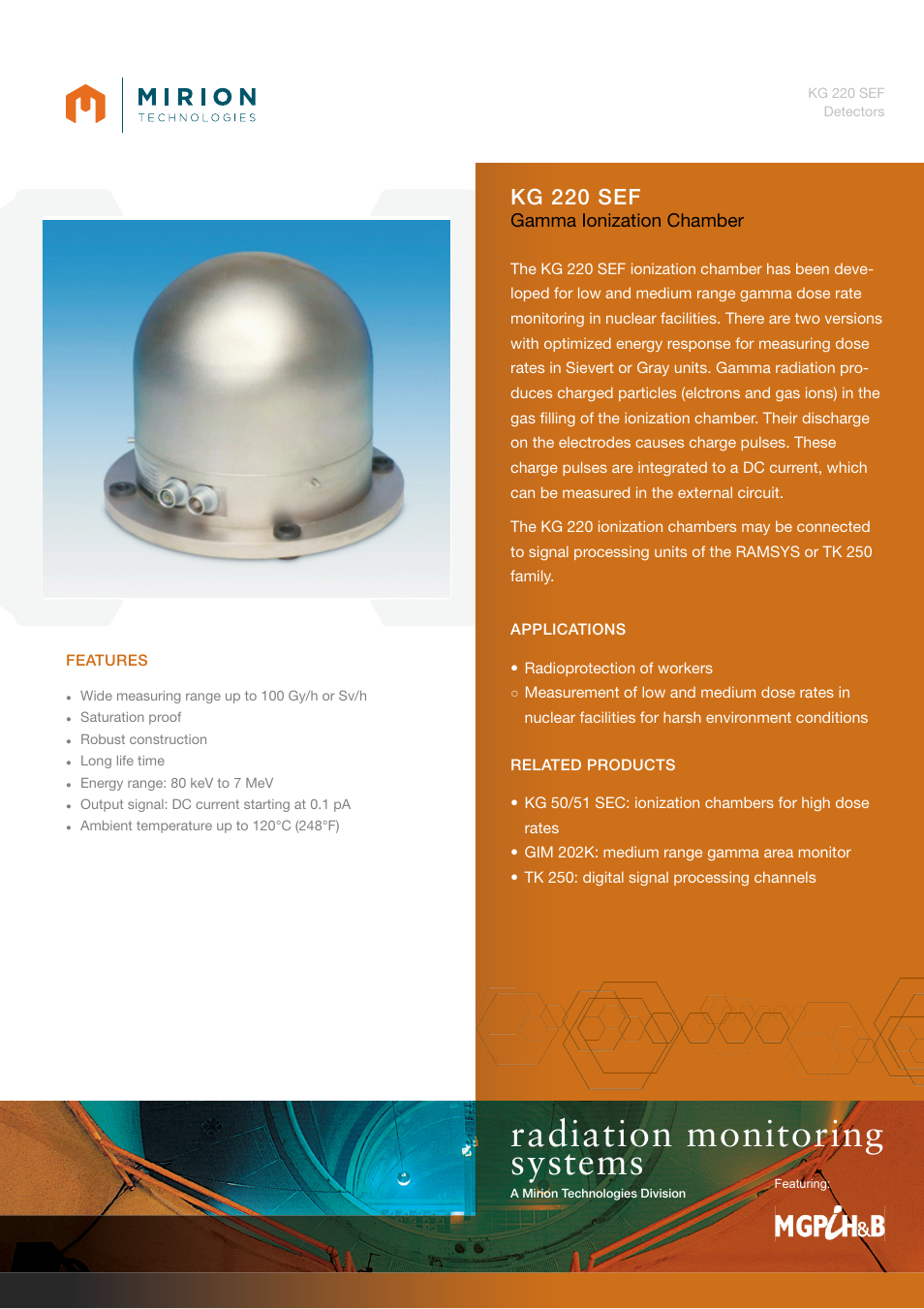 Mirion Technologies KG 220 SEF User Manual | 2 pages