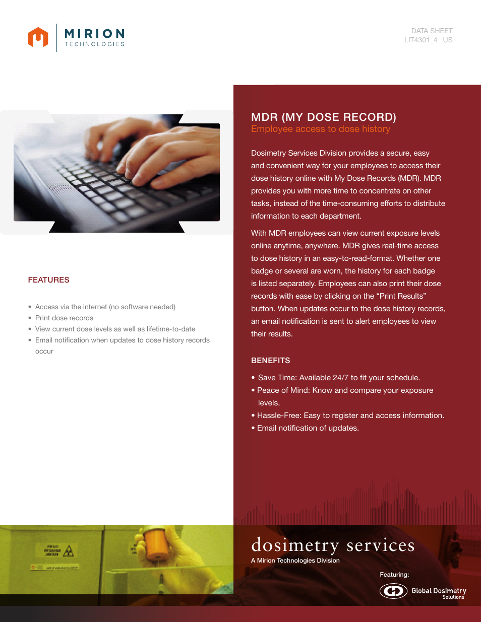 Mirion Technologies MDR My Dose Record User Manual | 2 pages