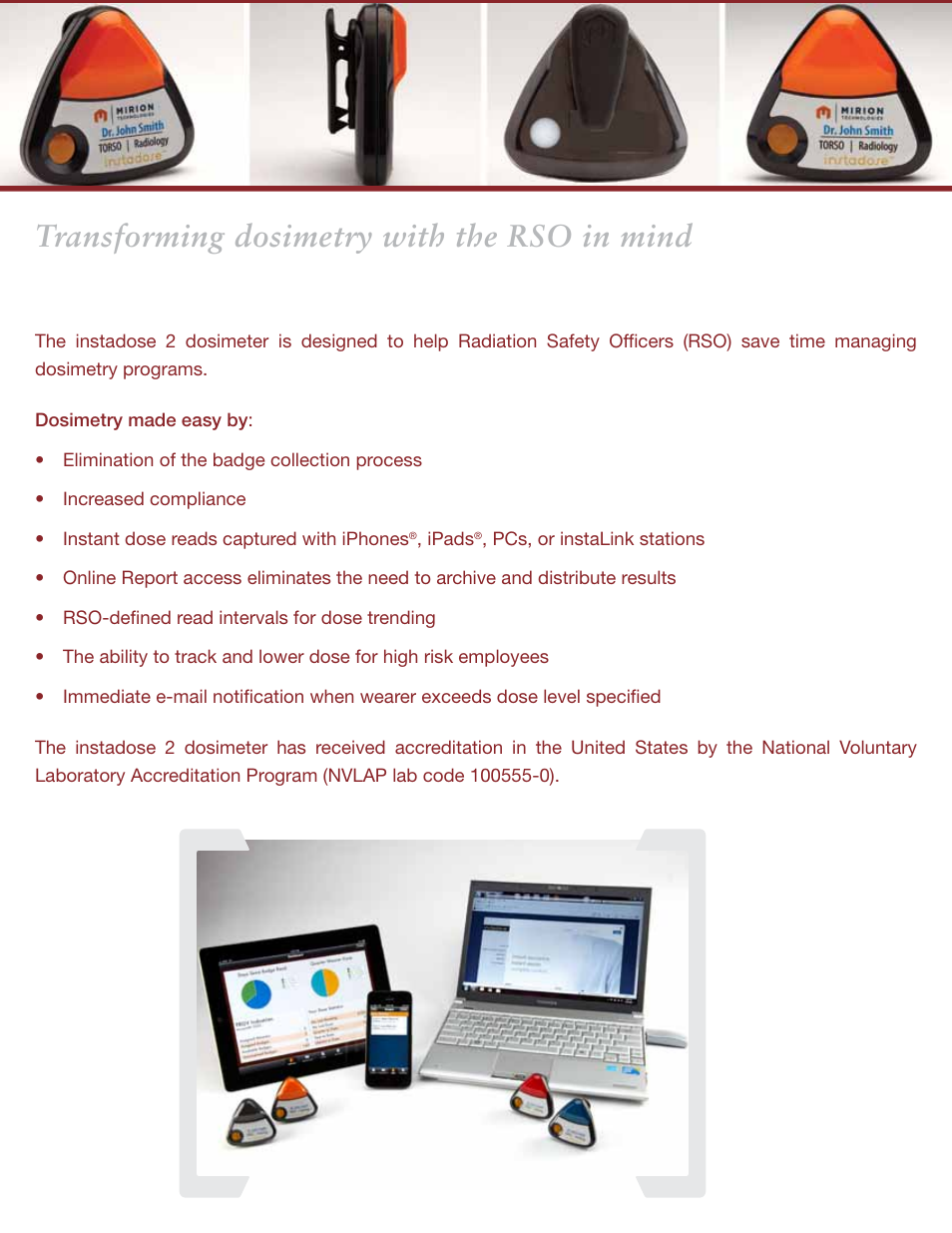 Transforming dosimetry with the rso in mind | Mirion Technologies instadose 2 Dosimeter User Manual | Page 2 / 4