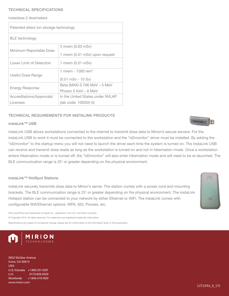 Mirion Technologies instadose 2 Dosimeter User Manual | Page 4 / 4