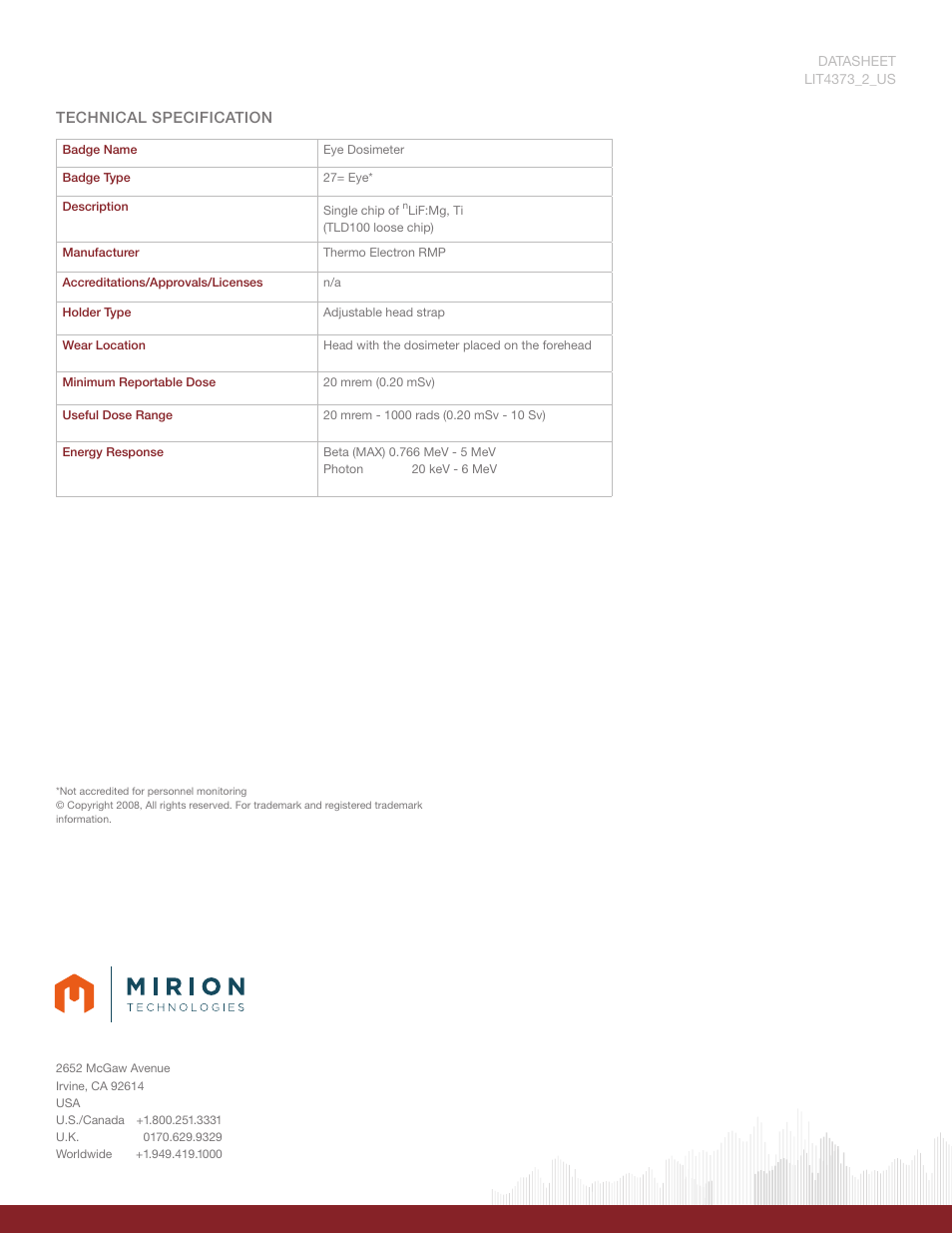 Mirion Technologies Eye Dosimeter User Manual | Page 2 / 2