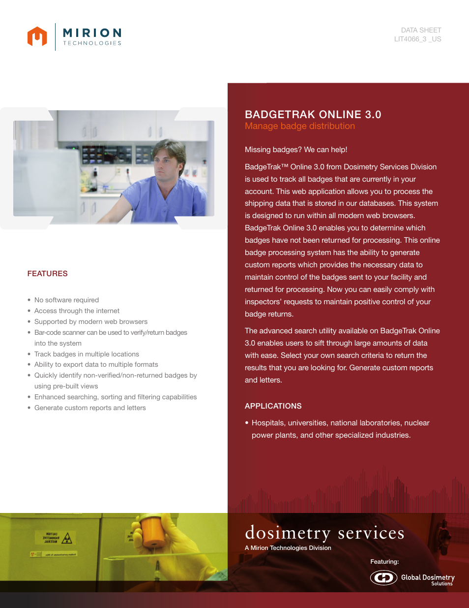 Mirion Technologies BadgeTrak 3.0 User Manual | 2 pages